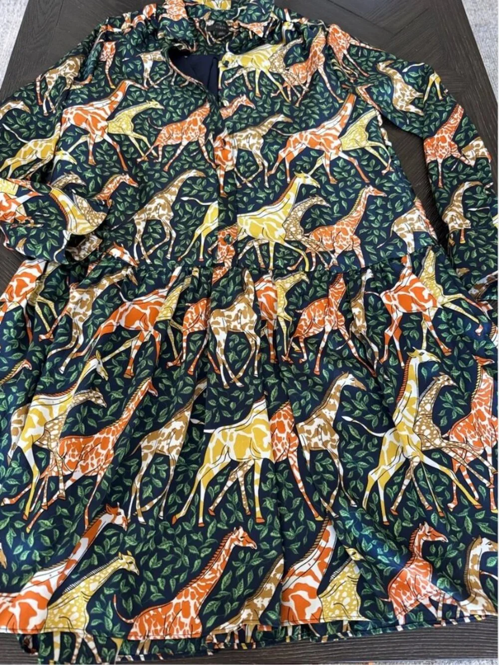 J.Crew Giraffe Print Mini Dress XS | Safari Animal Print Long Sleeve Swing Dress